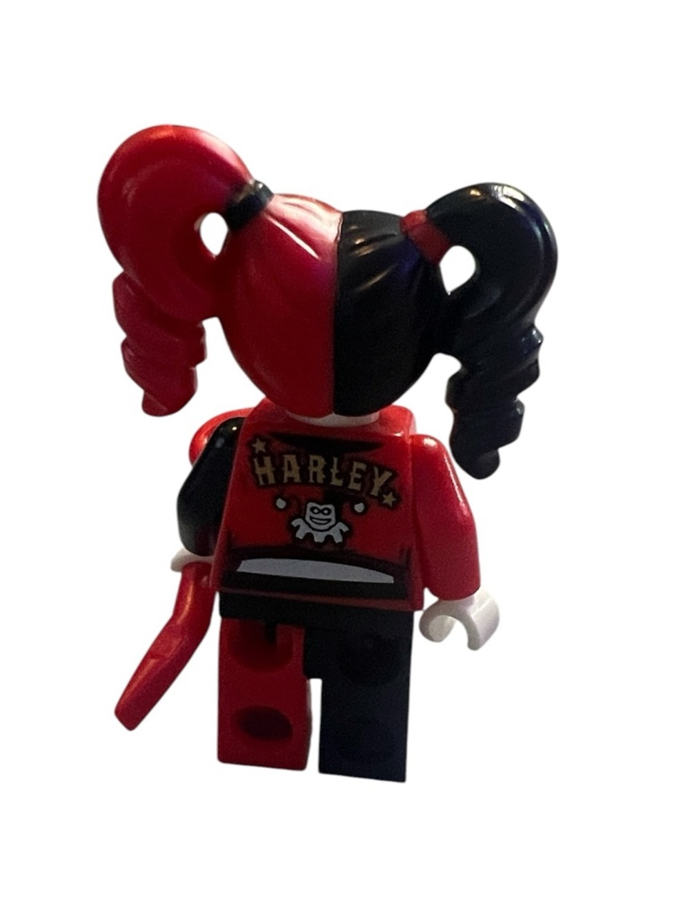 LEGO Harley Quinn Style Minifigure Custom Red Black Pigtails DC Villain Figure - Picture 2 of 4